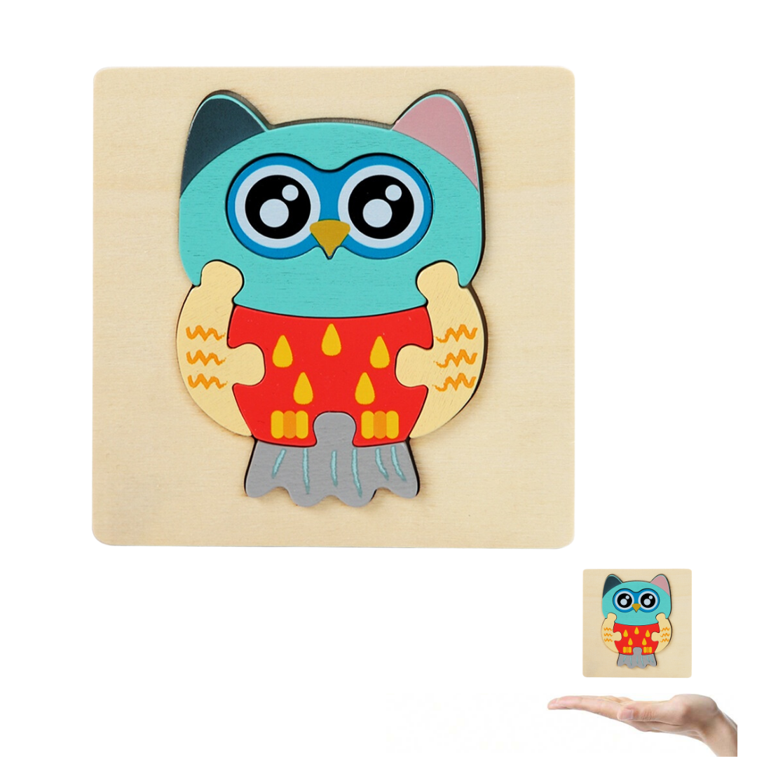 Brinquedo Infantil Didático Quebra Cabeça 3D - Coruja e Foguete - Image 3